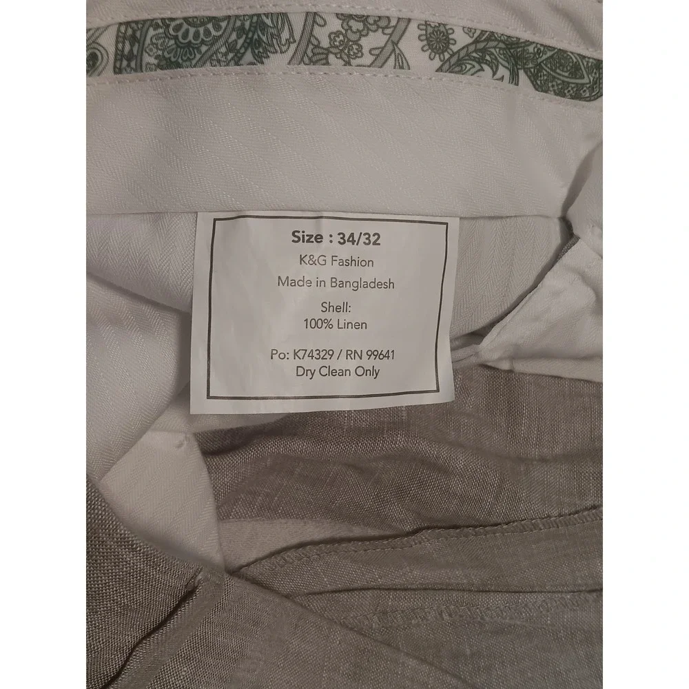 Joseph Abboud Men's Gray 00% Linen Plaid Dress Pants Size 34x32‎ Actual 34x29.5